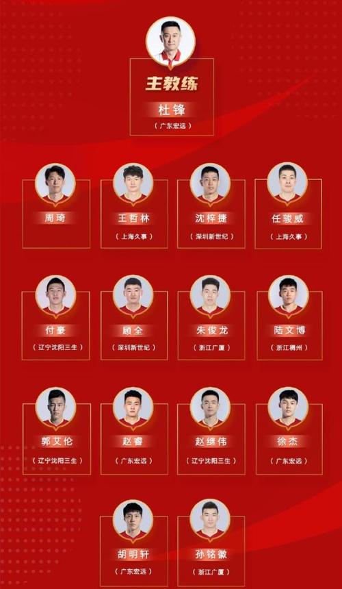 中国男篮新队员名单